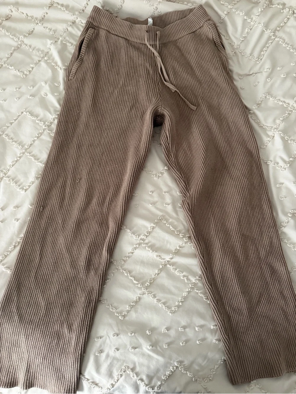 ALO Ribbed Knit Pants - Brown